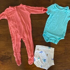 3 piece Kyte bundle, including footies, bodysuit, and bummies in 3-6 mo